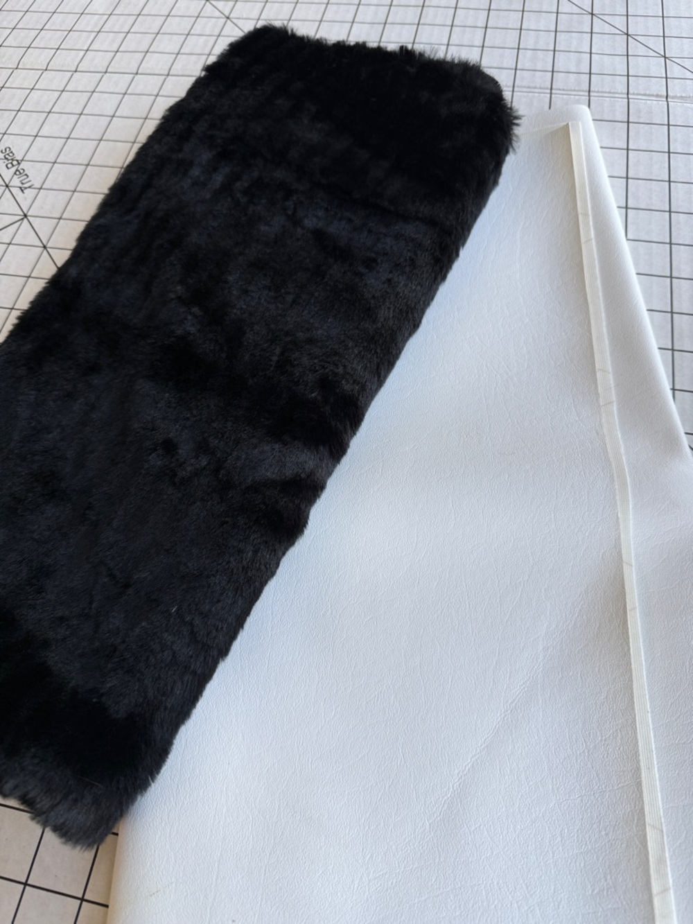 Faux Fur & White Vinyl Fabric Remnants Lot Craft Upholstery Doll Clothes